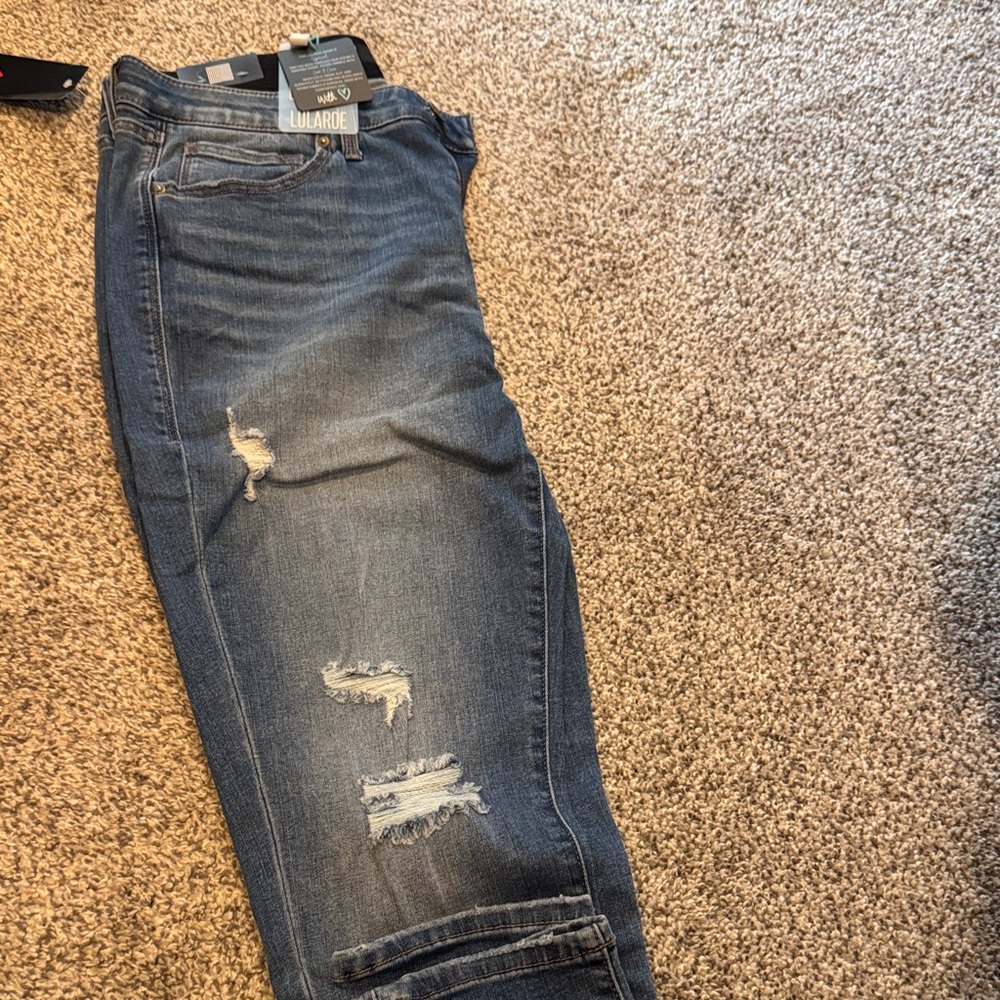 LuLaRoe Dark Blue Ripped Skinny Jeans
